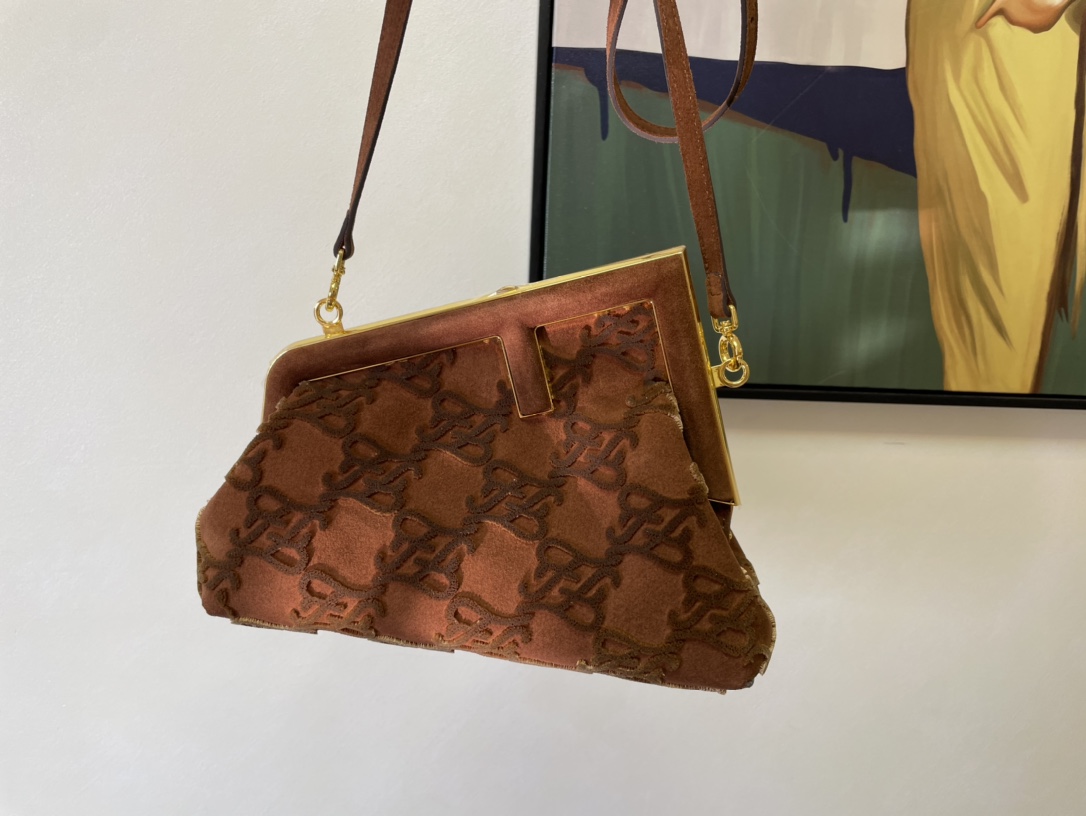 [TOP] FENDI Brown Nappa Leather Material First Bag - Two Sizes