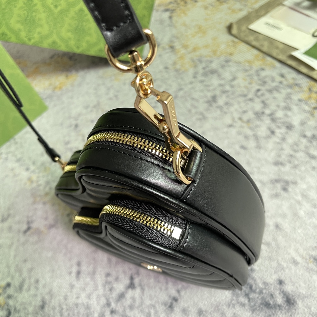 [TOP] GUCCI G*G Heart Shaped Leather Bag 20X17.5X6.5CM - Black