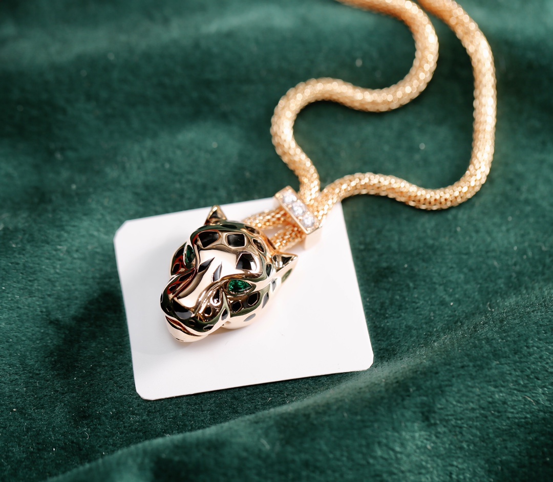 [TOP] Cartier Leopard Head Necklace - Gold