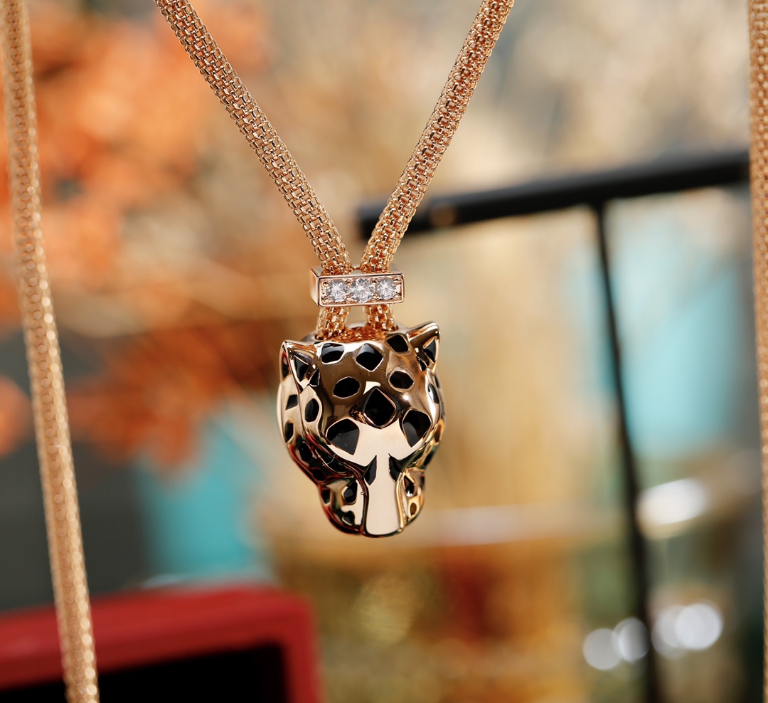 [TOP] Cartier Leopard Head Necklace - Gold