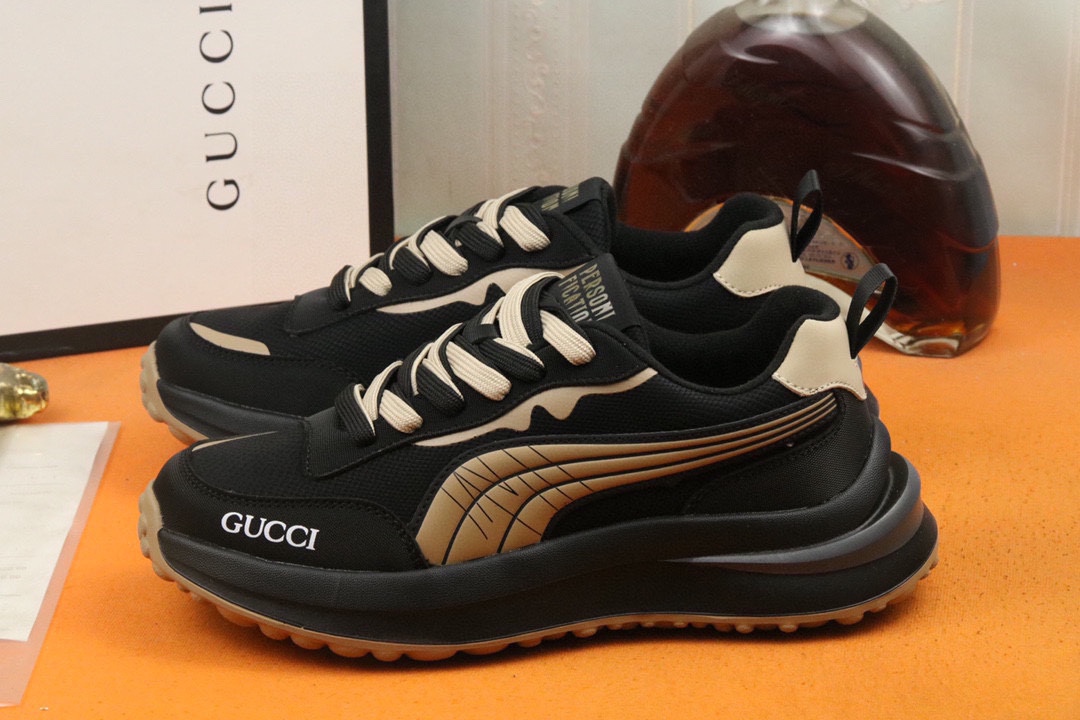 [TOP] GUCCI Men's Breathable Cowhide Sports Shoes - 2 Colors