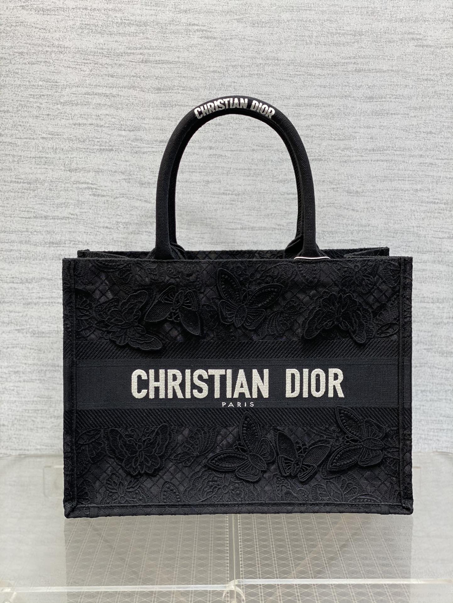 [TOP] Christian Dior Lace Butterfly Flower Tote Bags 26cm/36cm - 2 Sizes - 2 Colors