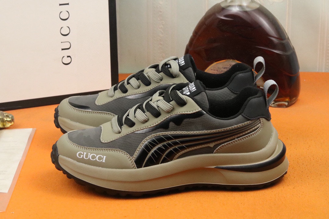 [TOP] GUCCI Men's Breathable Cowhide Sports Shoes - 2 Colors