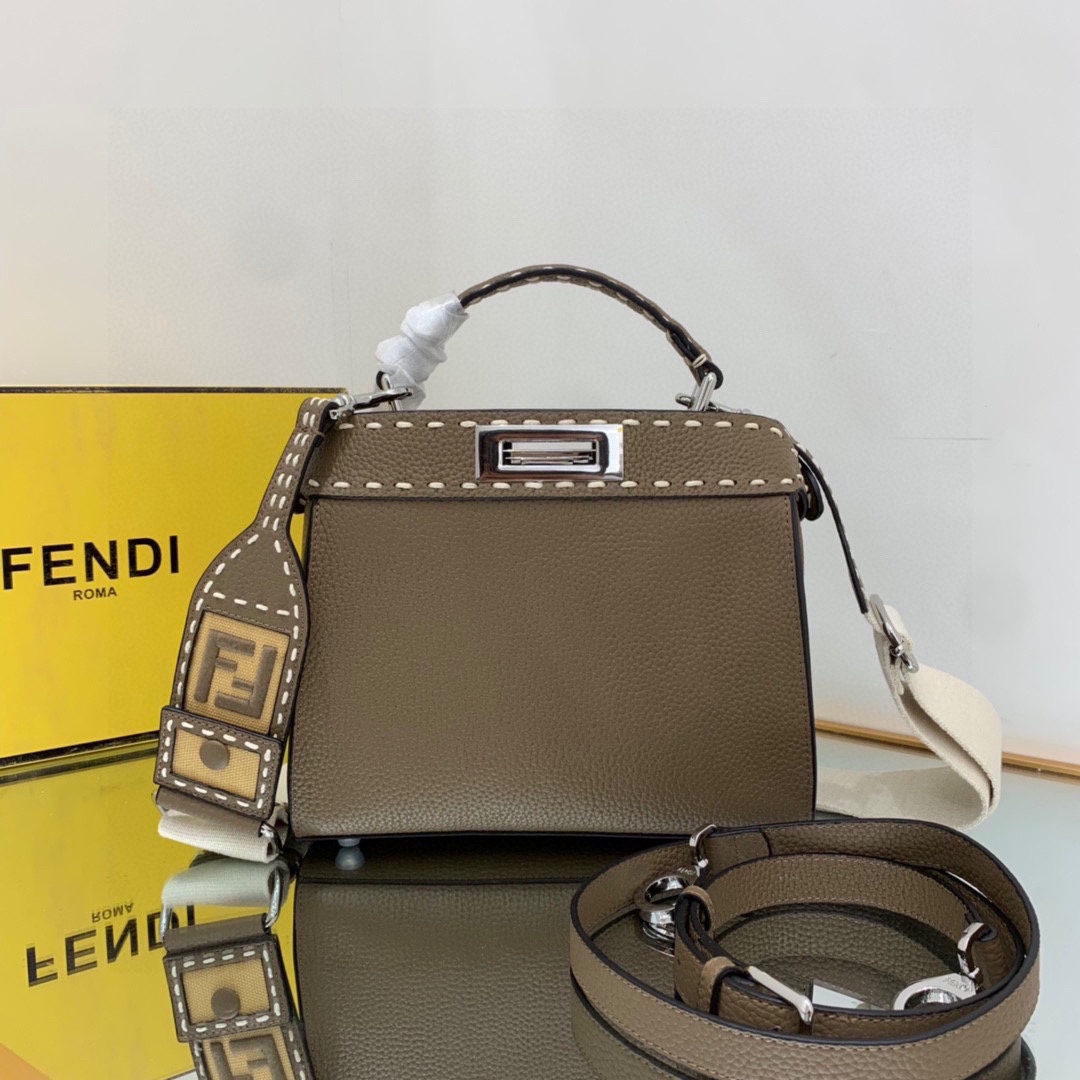 [TOP] FENDI Peekaboo X-Lite Kitten Bag - 23×18×11cm - Dark Grey