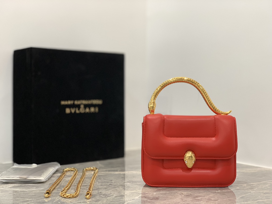 [TOP] BVLGARI Handbag Lambskin SERPENTI Snake Head Buckle 19.2 X 15 X 6 cm  - 3 Colors