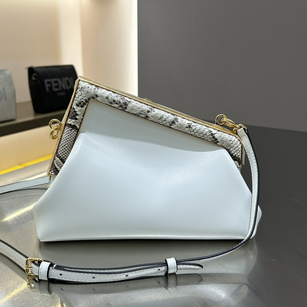 [TOP] FENDI Snake's Skin Small First Bag - White&GHW