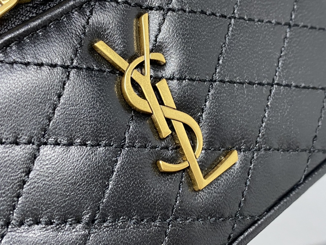 [TOP] Yves Saint Laurent YSL Mini Sheepskin Leather Shoulder Strap Handbag 18X11X6.5cm - Black&GHW