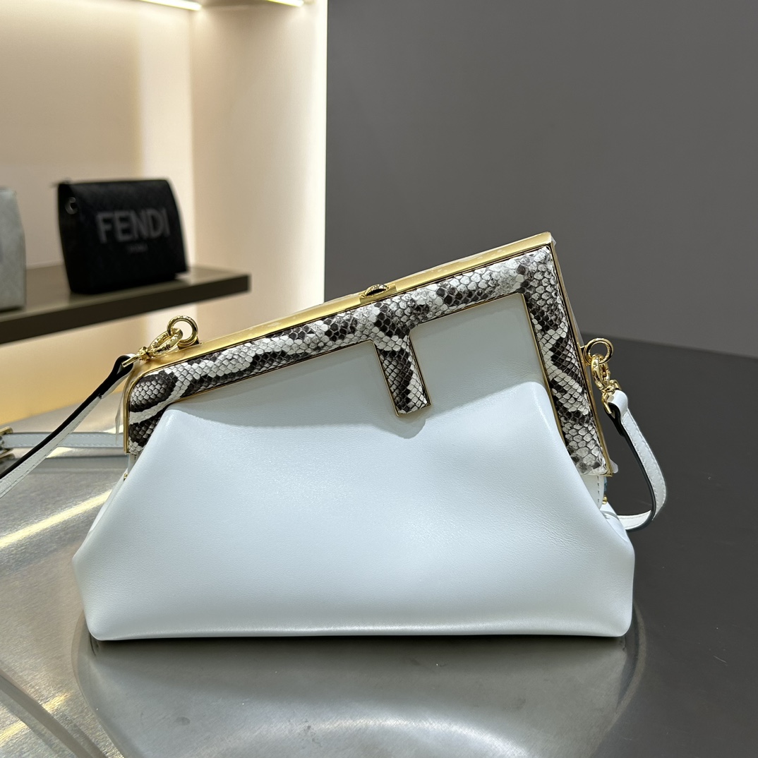 [TOP] FENDI Snake's Skin Small First Bag - White&GHW