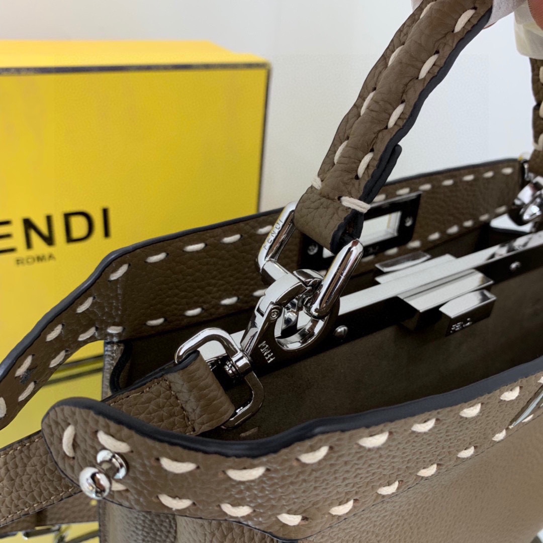 [TOP] FENDI Peekaboo X-Lite Kitten Bag - 23×18×11cm - Dark Grey
