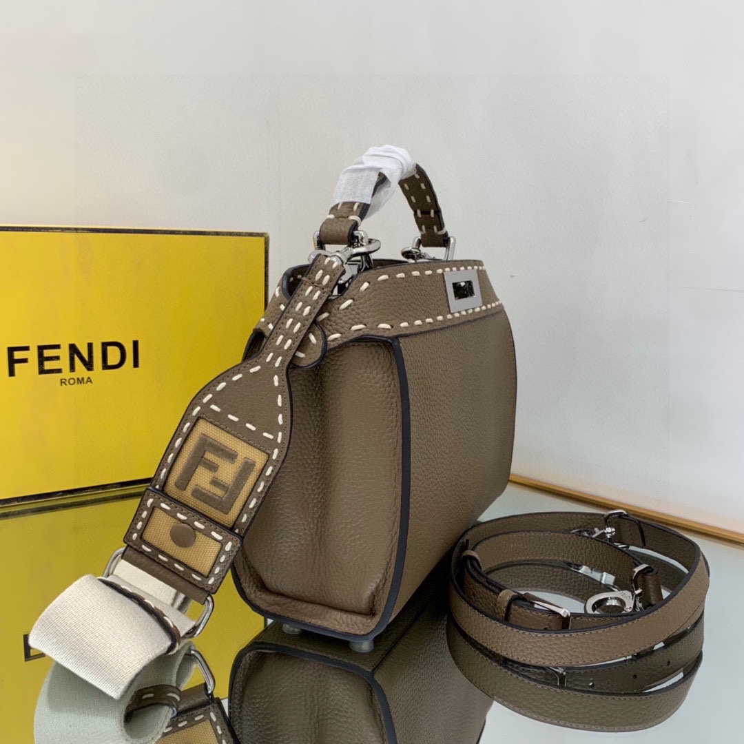 [TOP] FENDI Peekaboo X-Lite Kitten Bag - 23×18×11cm - Dark Grey