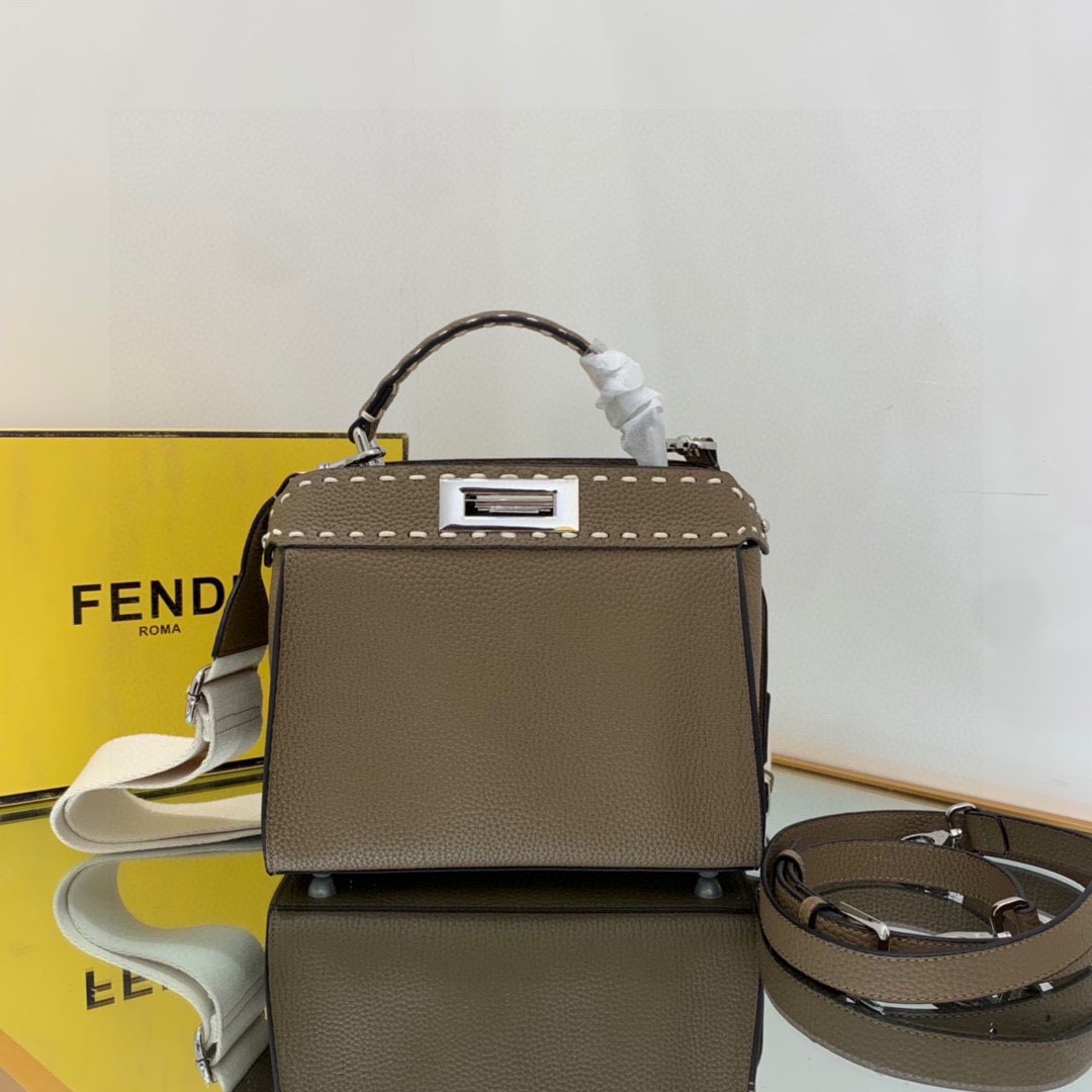 [TOP] FENDI Peekaboo X-Lite Kitten Bag - 23×18×11cm - Dark Grey