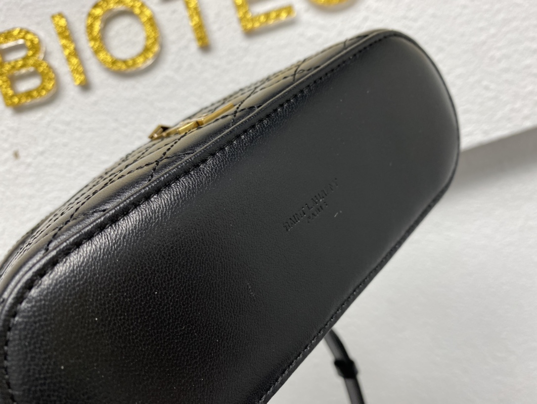 [TOP] Yves Saint Laurent YSL Mini Sheepskin Leather Shoulder Strap Handbag 18X11X6.5cm - Black&GHW