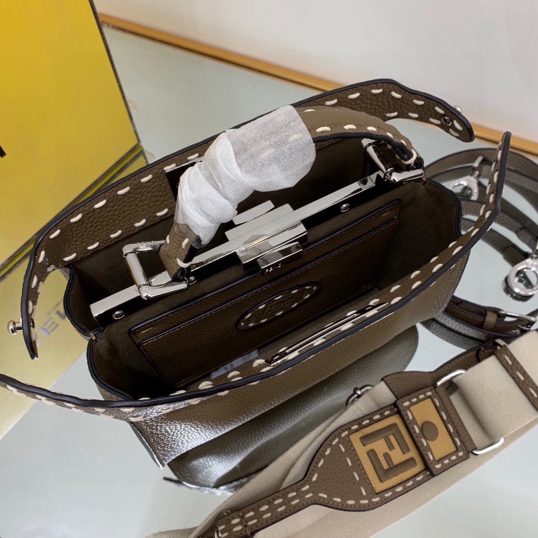 [TOP] FENDI Peekaboo X-Lite Kitten Bag - 23×18×11cm - Dark Grey