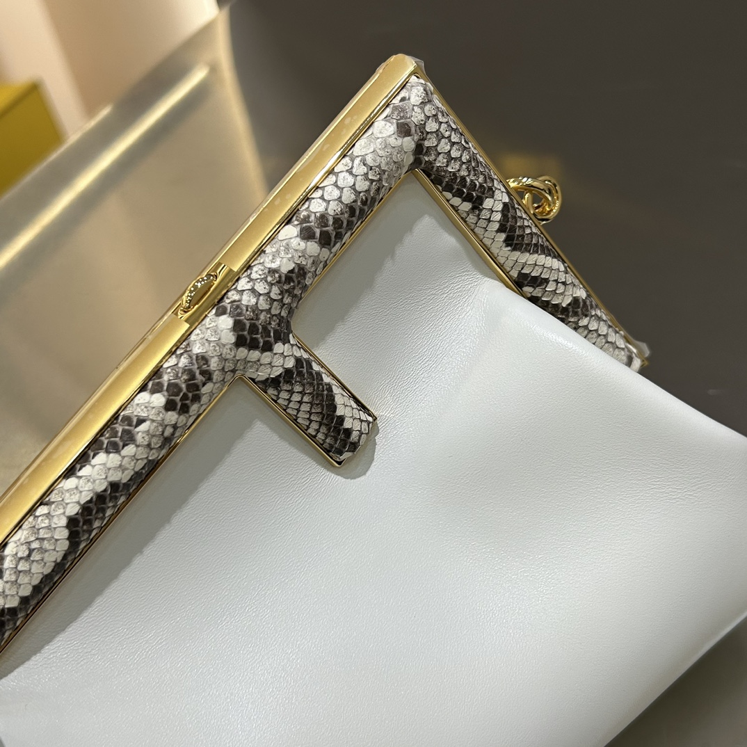 [TOP] FENDI Snake's Skin Small First Bag - White&GHW