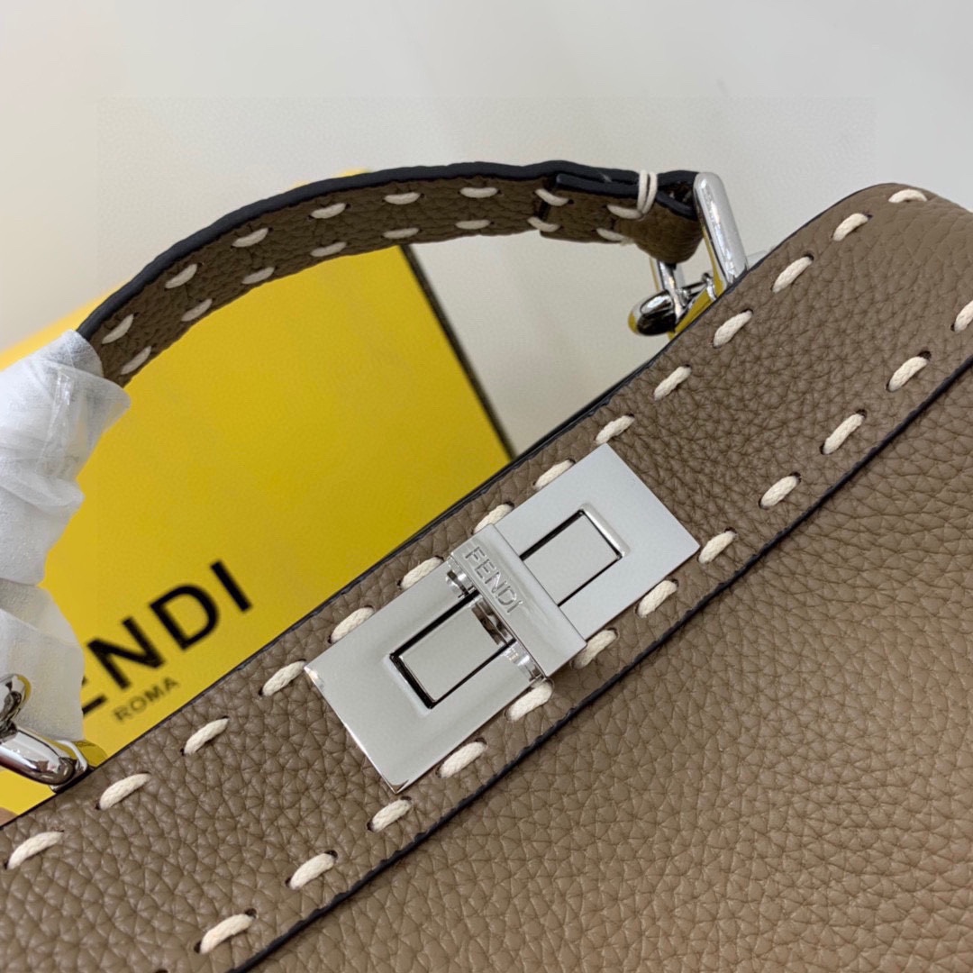 [TOP] FENDI Peekaboo X-Lite Kitten Bag - 23×18×11cm - Dark Grey