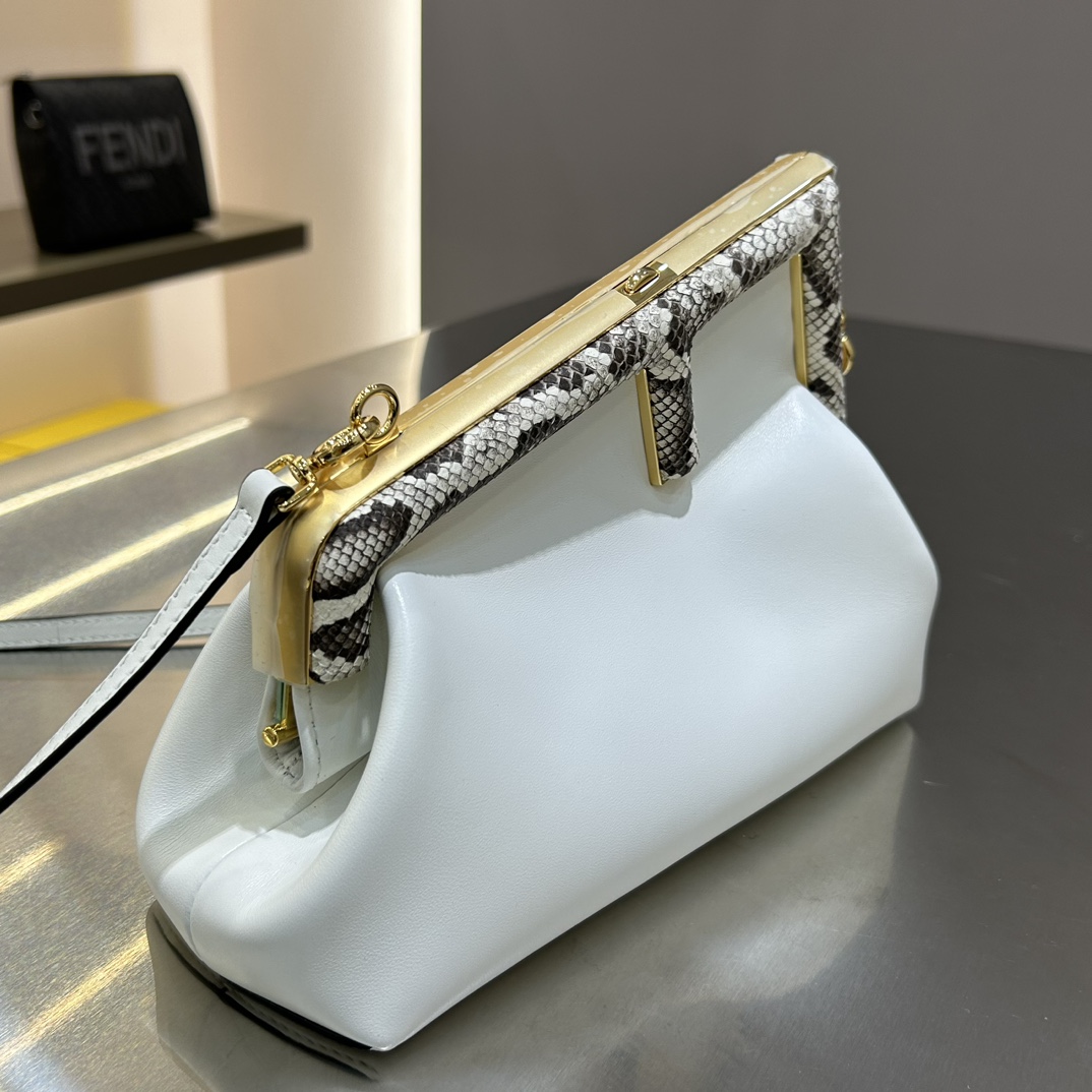 [TOP] FENDI Snake's Skin Small First Bag - White&GHW