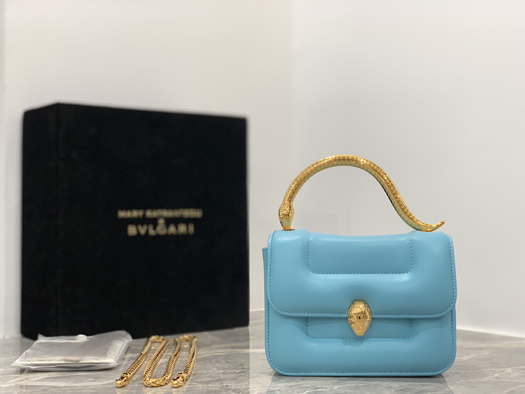 [TOP] BVLGARI Handbag Lambskin SERPENTI Snake Head Buckle 19.2 X 15 X 6 cm  - 3 Colors