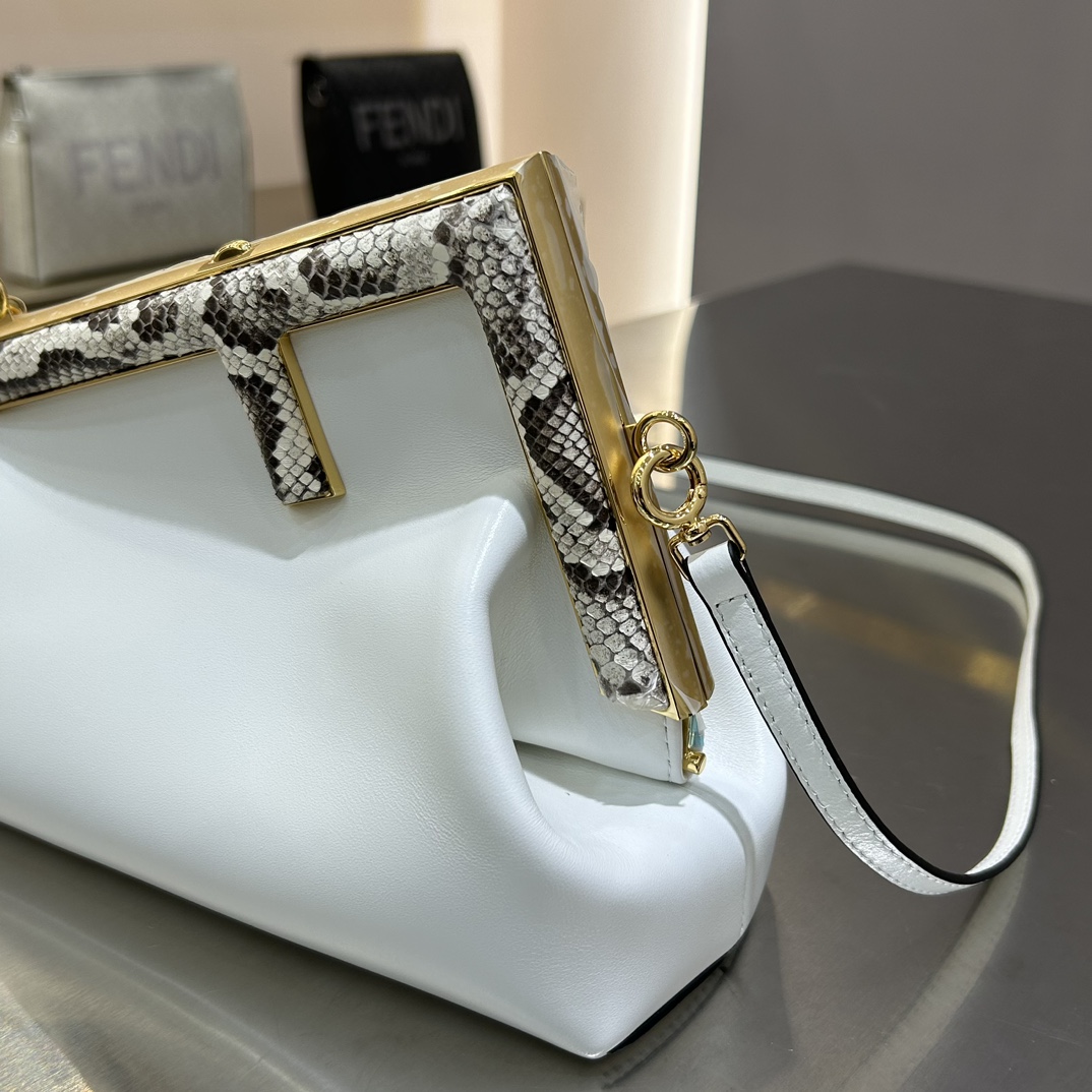 [TOP] FENDI Snake's Skin Small First Bag - White&GHW