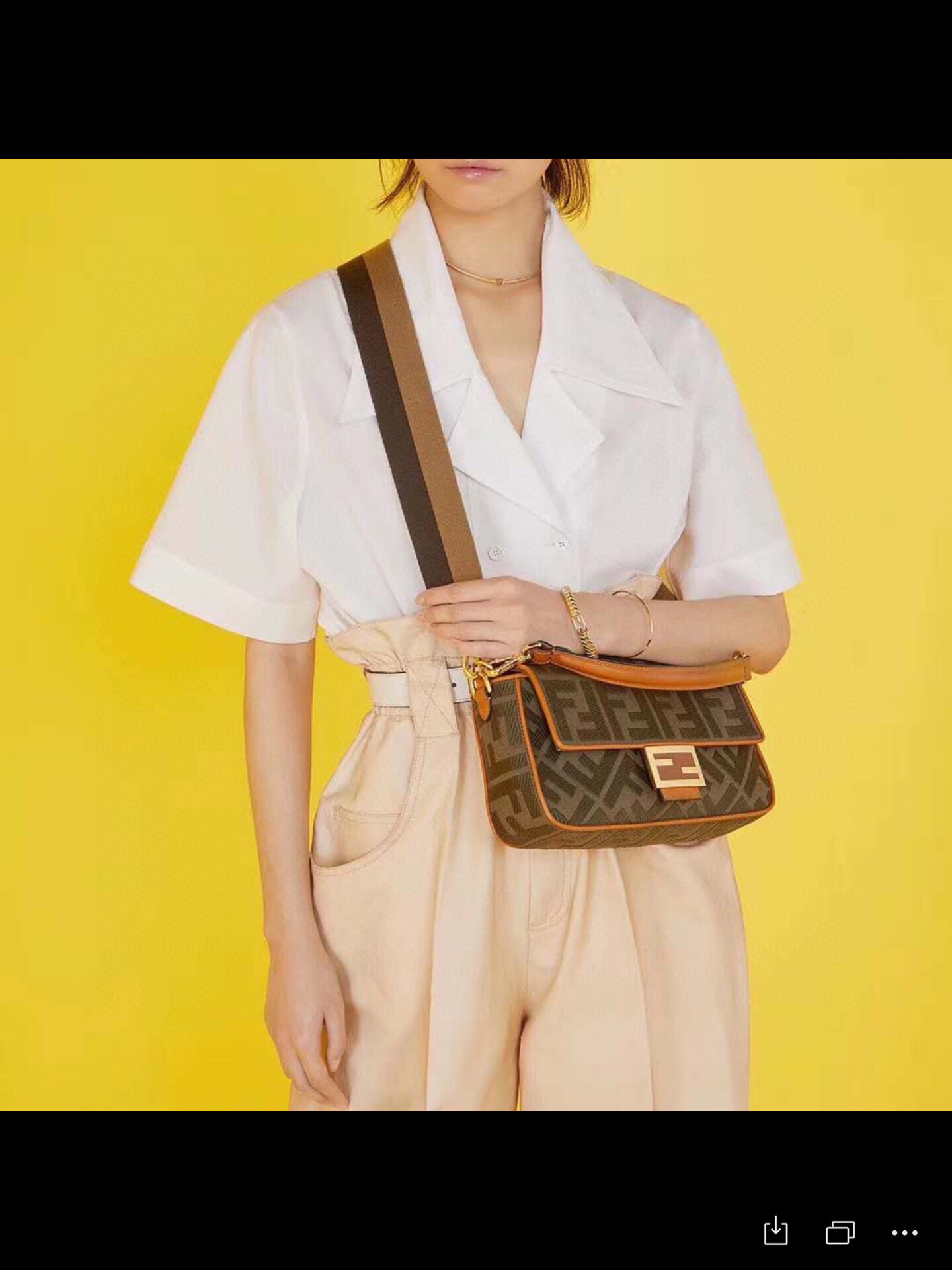 [TOP] FENDI Canvas Baguette Bag - 27x5x15cm