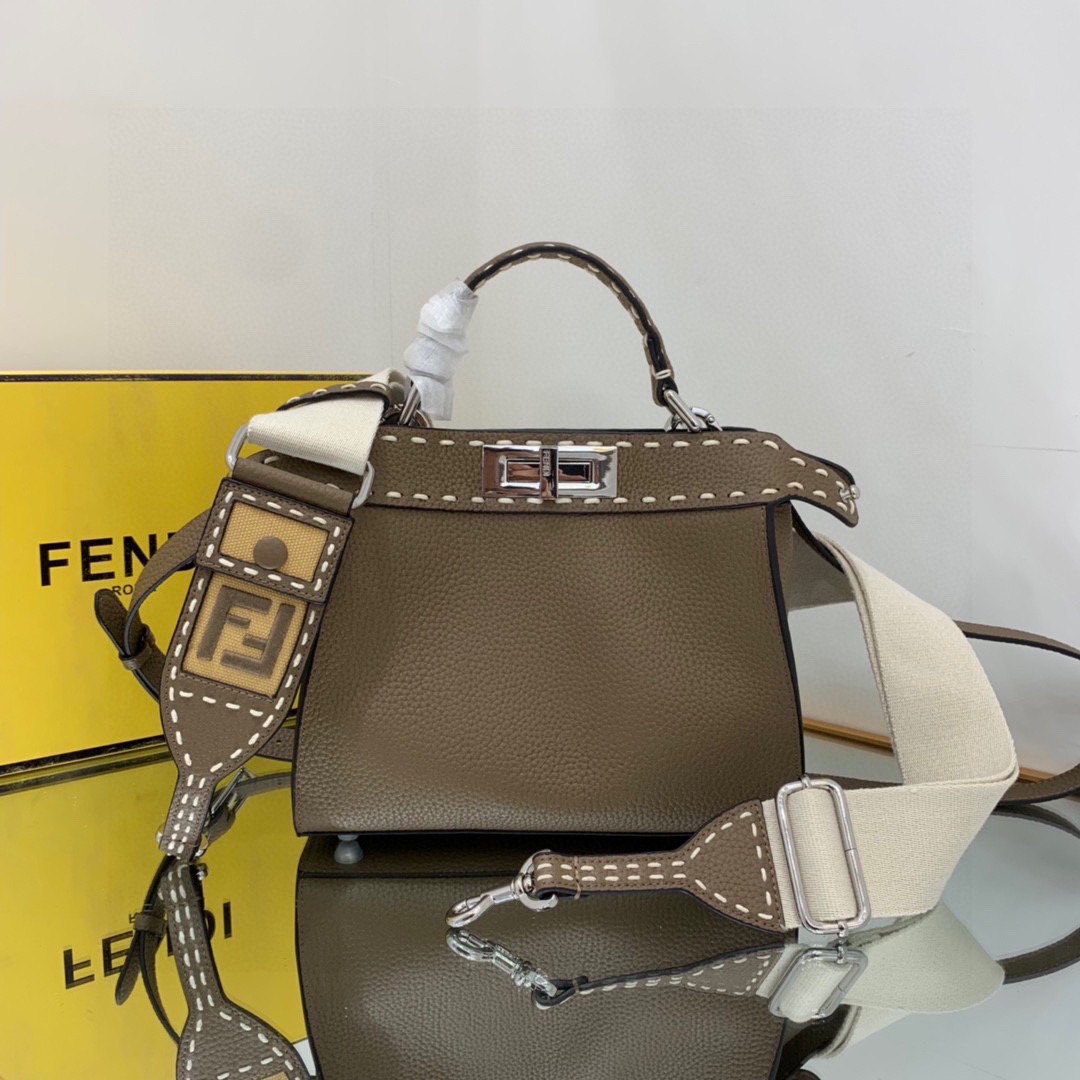 [TOP] FENDI Peekaboo X-Lite Kitten Bag - 23×18×11cm - Dark Grey