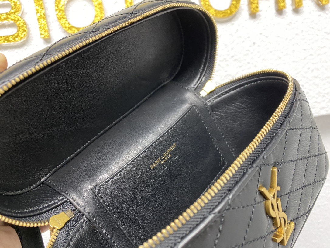 [TOP] Yves Saint Laurent YSL Mini Sheepskin Leather Shoulder Strap Handbag 18X11X6.5cm - Black&GHW