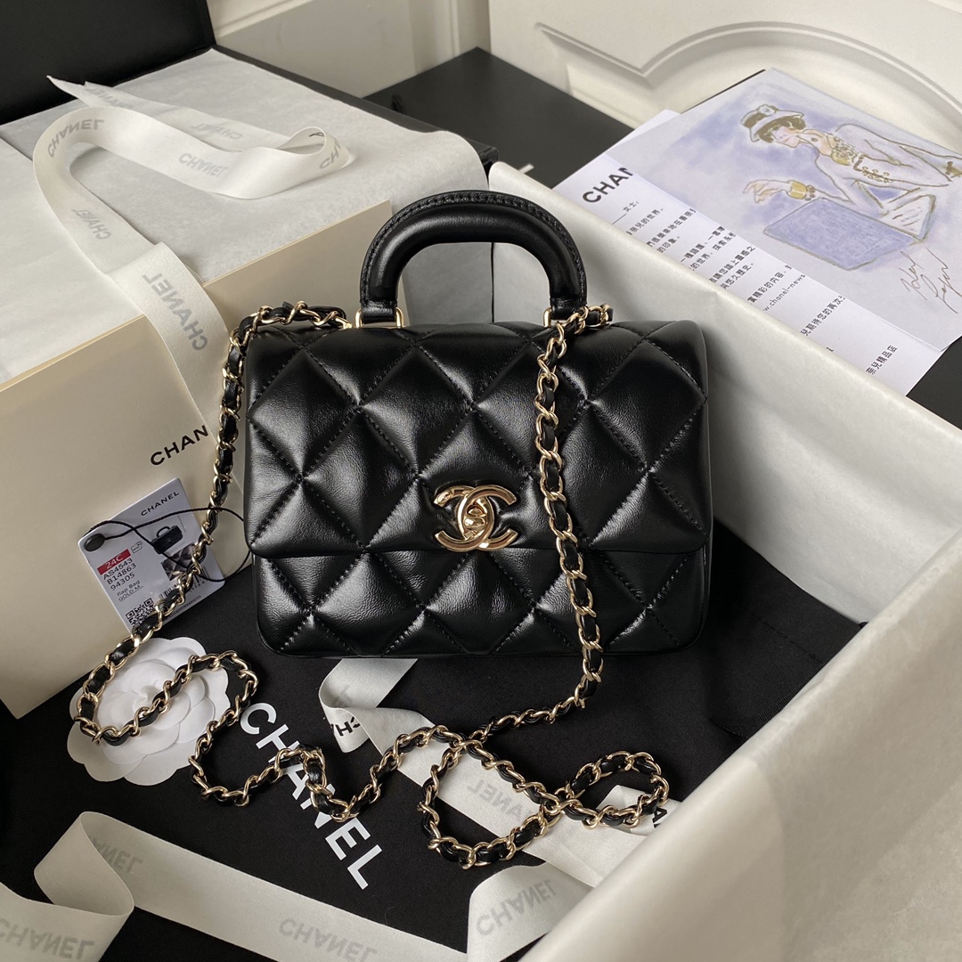 [TOP] CHANEL Oil Wax Handle Flip Pack - 14×20×7cm/18×25×8cm - 4 Colour&GHW
