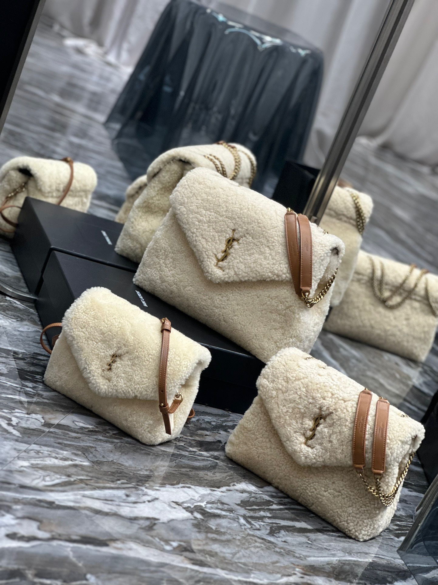 [TOP] Yves Saint Laurent YSL Lamb's Wool LouLou Bags - 3 Sizes