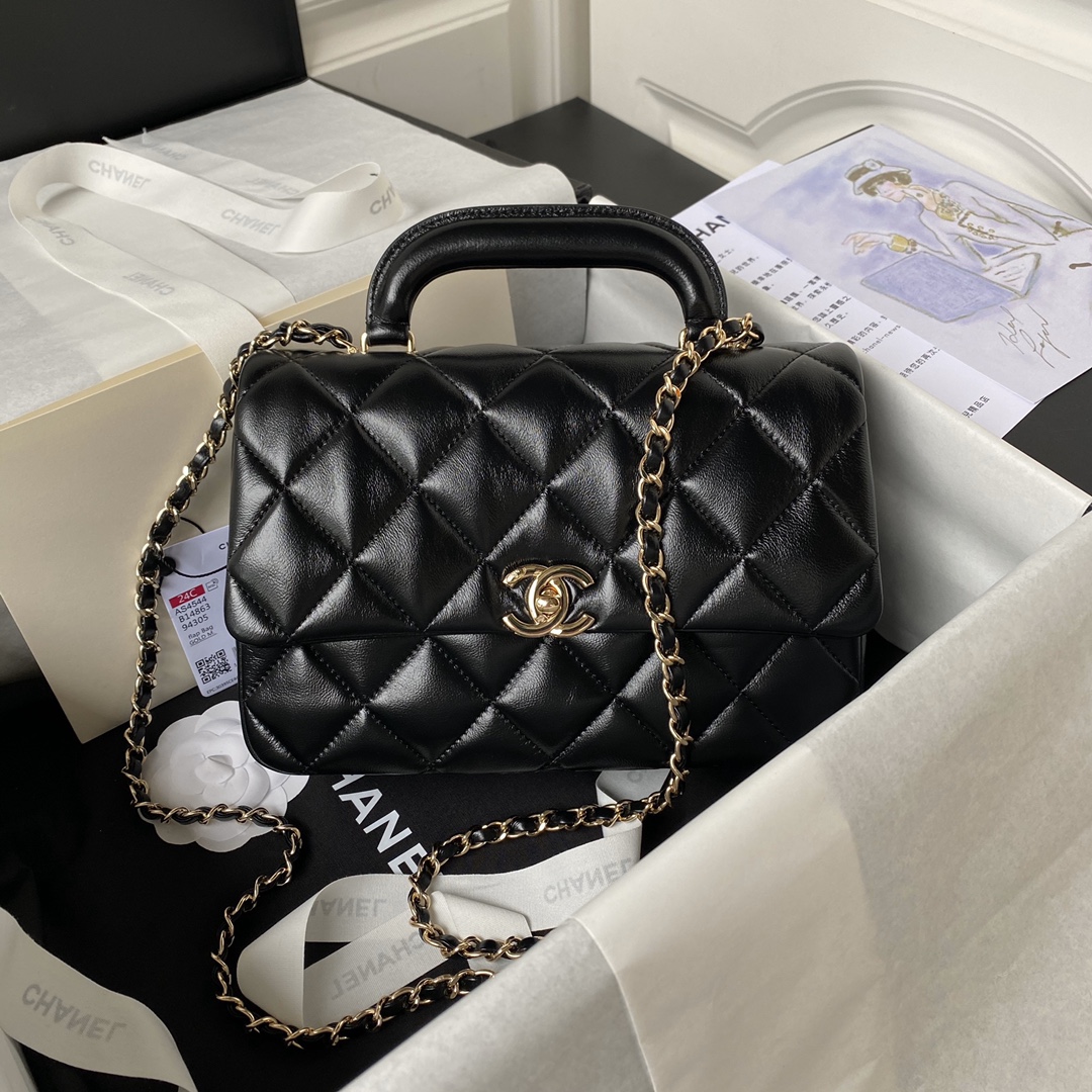 [TOP] CHANEL Oil Wax Handle Flip Pack - 14×20×7cm/18×25×8cm - 4 Colour&GHW