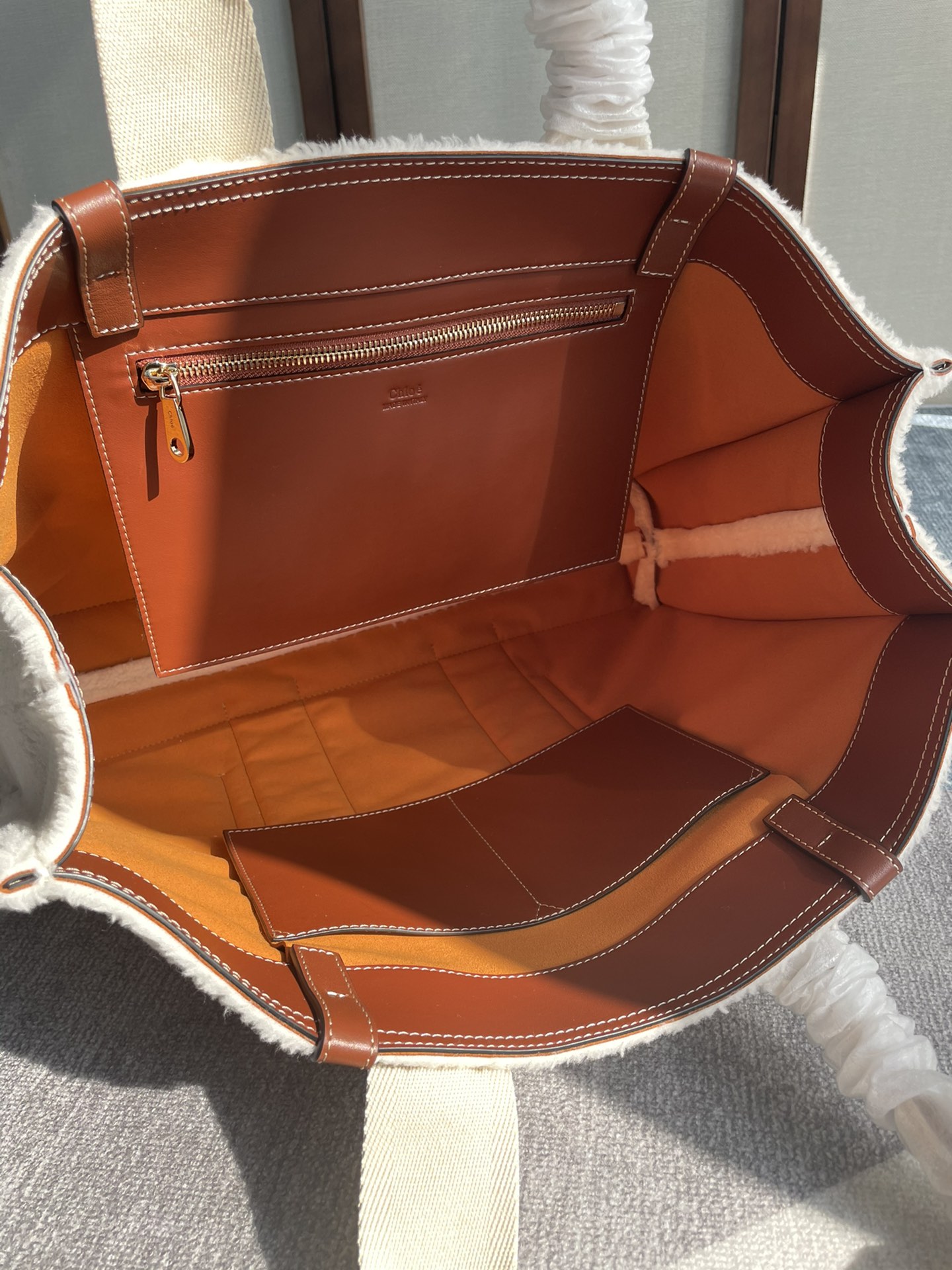 [TOP] Chloe New Autumn And Winter Lamb Wool Woody Tote Bag Cowhide 45*33*13 CM