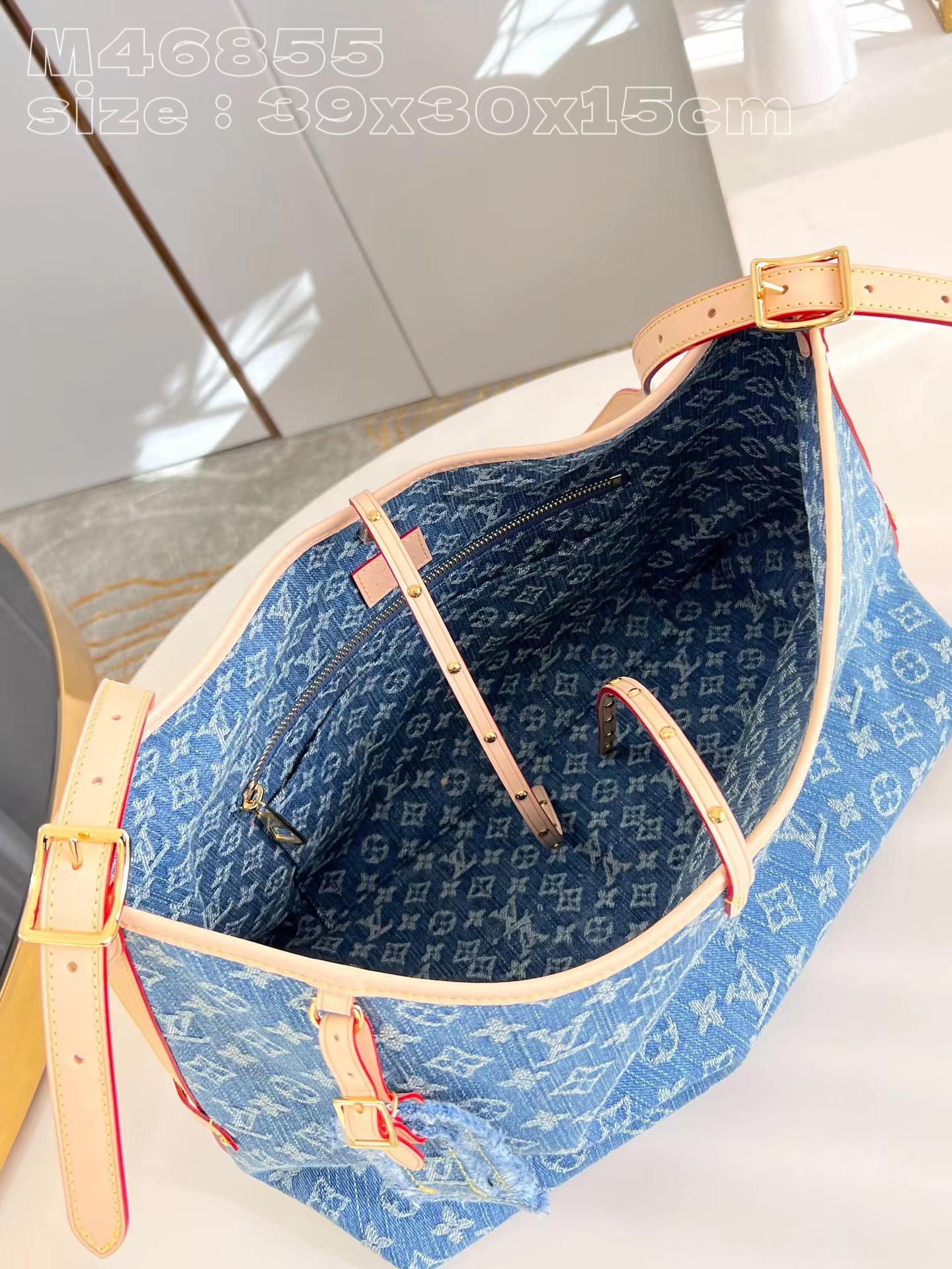 [TOP] Louis Vuitton LV Monogram Canvas And Leather Carryall Bag - 39x30x15cm - Denim Blue