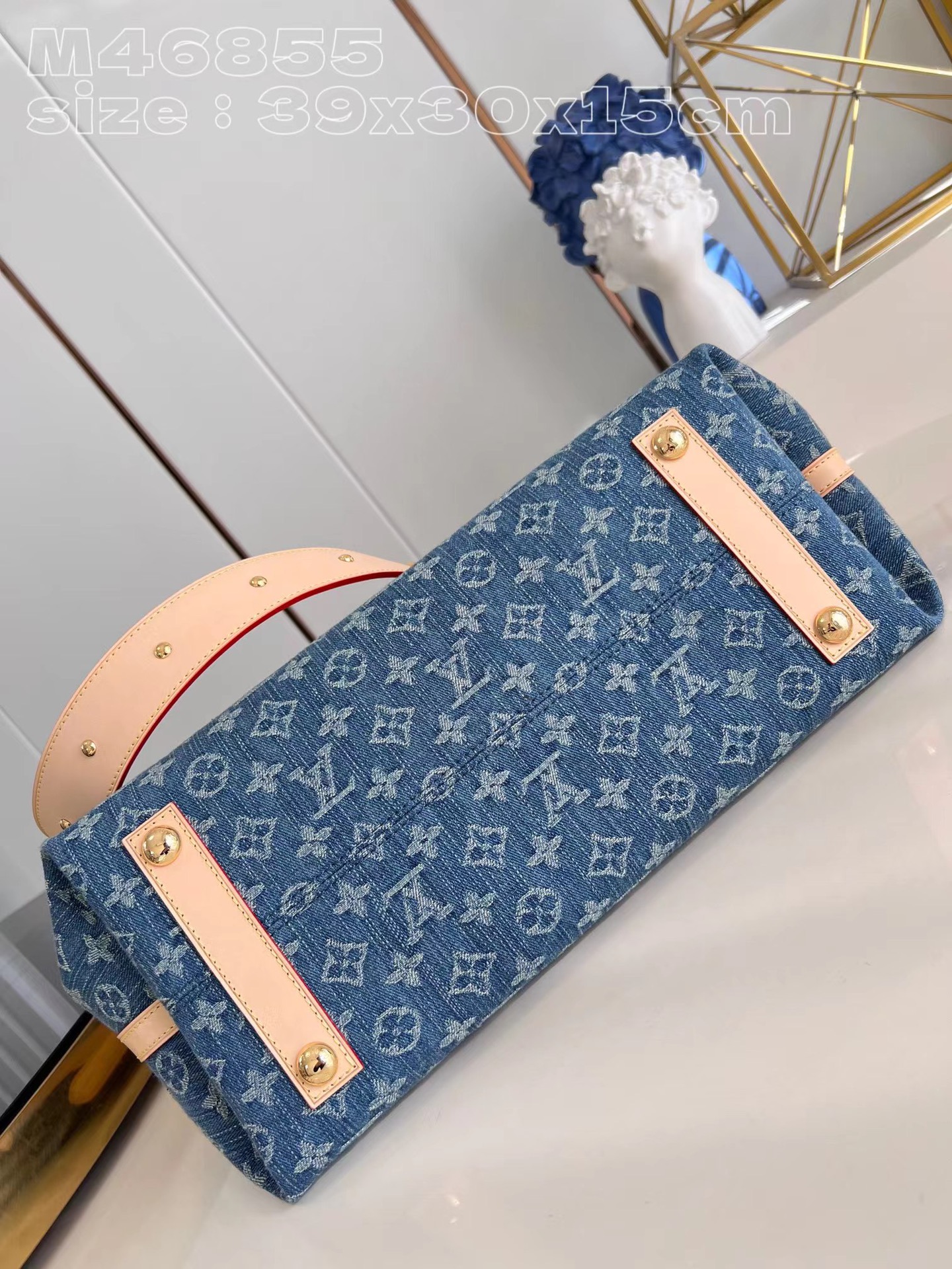 [TOP] Louis Vuitton LV Monogram Canvas And Leather Carryall Bag - 39x30x15cm - Denim Blue