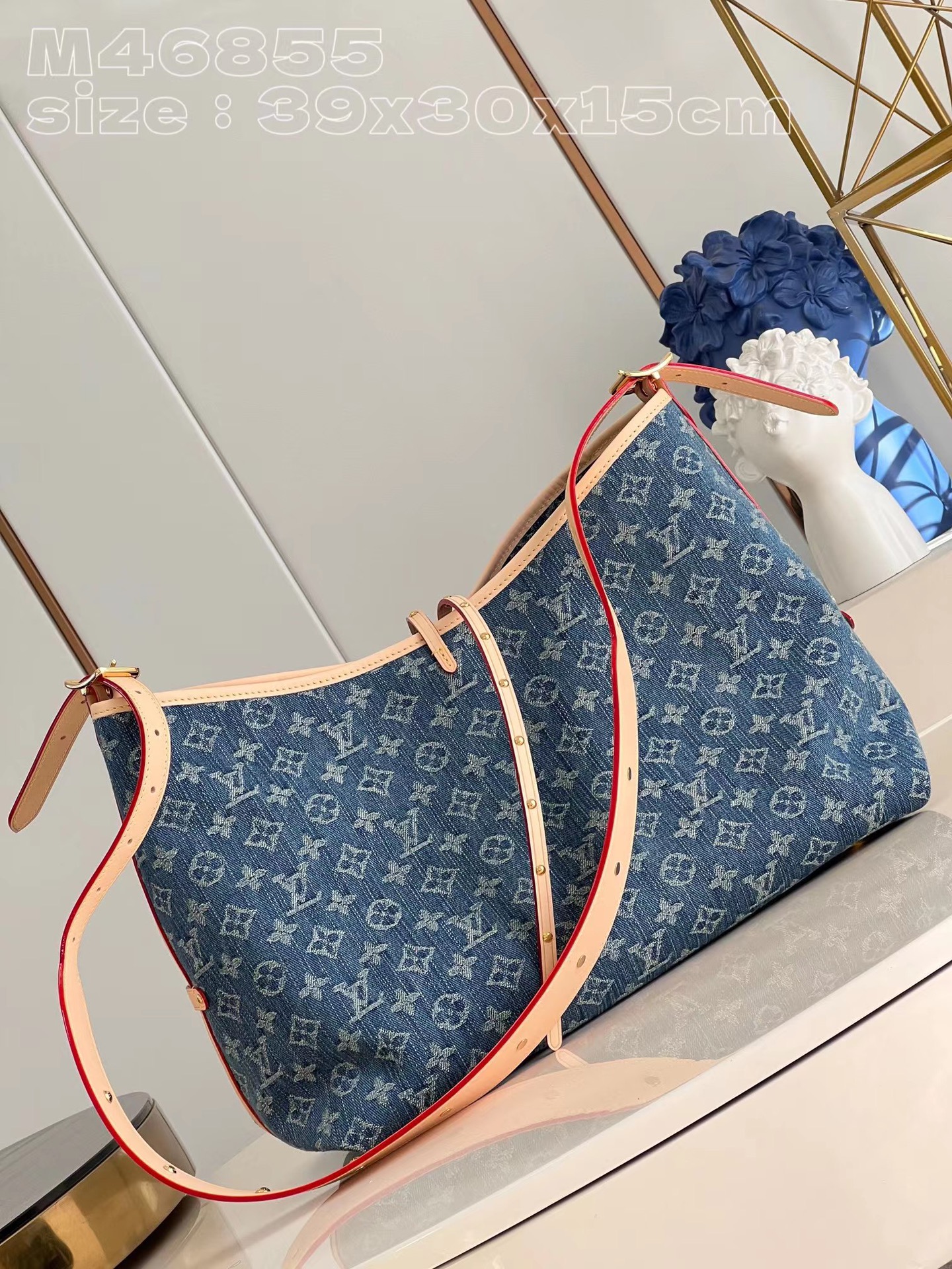 [TOP] Louis Vuitton LV Monogram Canvas And Leather Carryall Bag - 39x30x15cm - Denim Blue