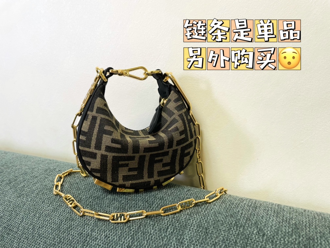 [TOP] FENDI Leather Material Fendigraphy Bags - 2 Sizes - Coffee&GHW