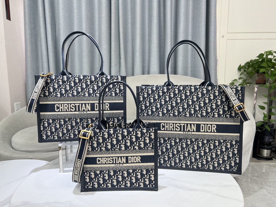 [TOP] Christian Dior Classic Canvas Tote Bags 26cm/36cm/41cm - 3 Sizes