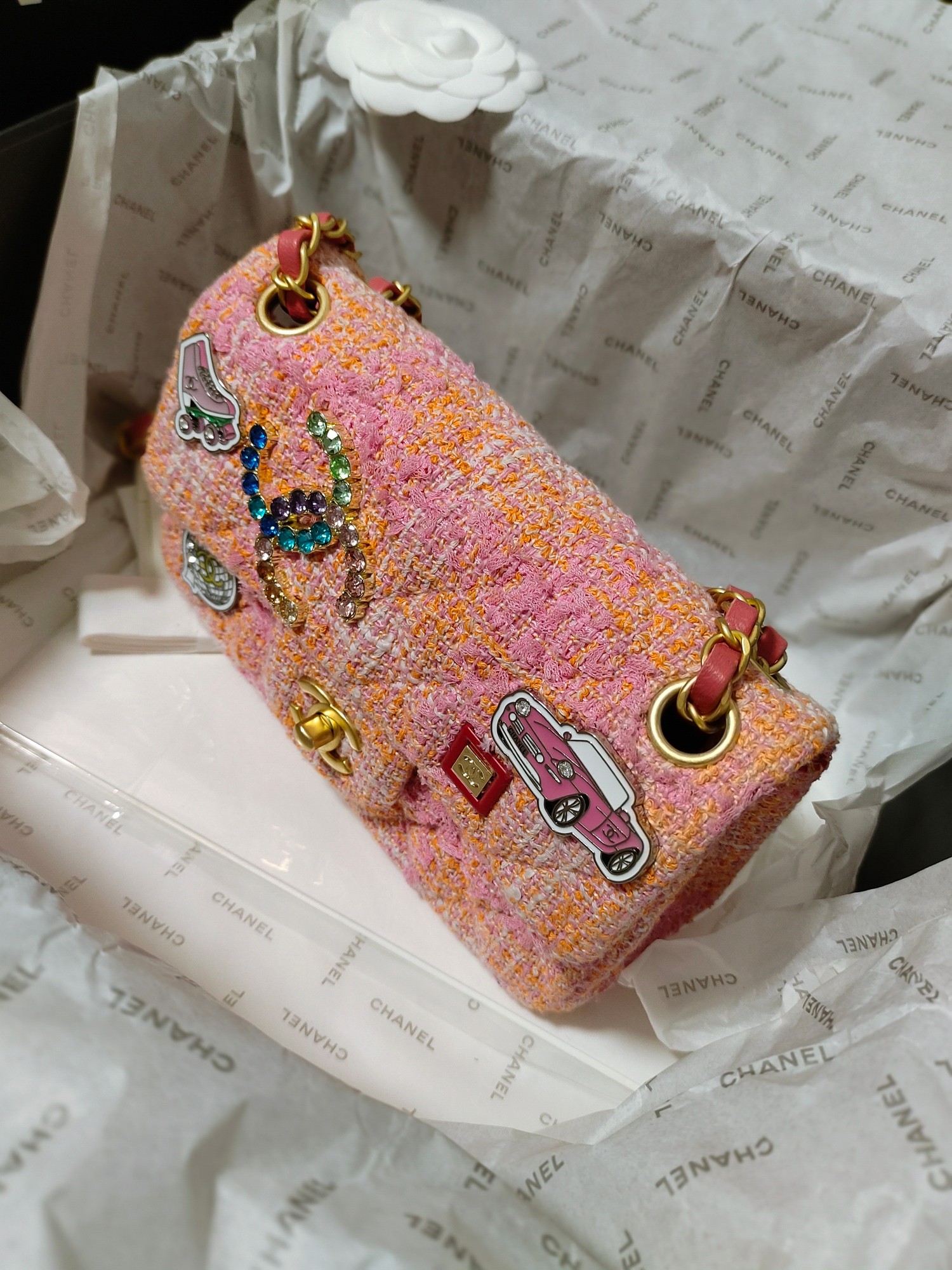 [TOP] CHANEL Chain Crossbody Bag - 20CM/23CM - GHW&Pink