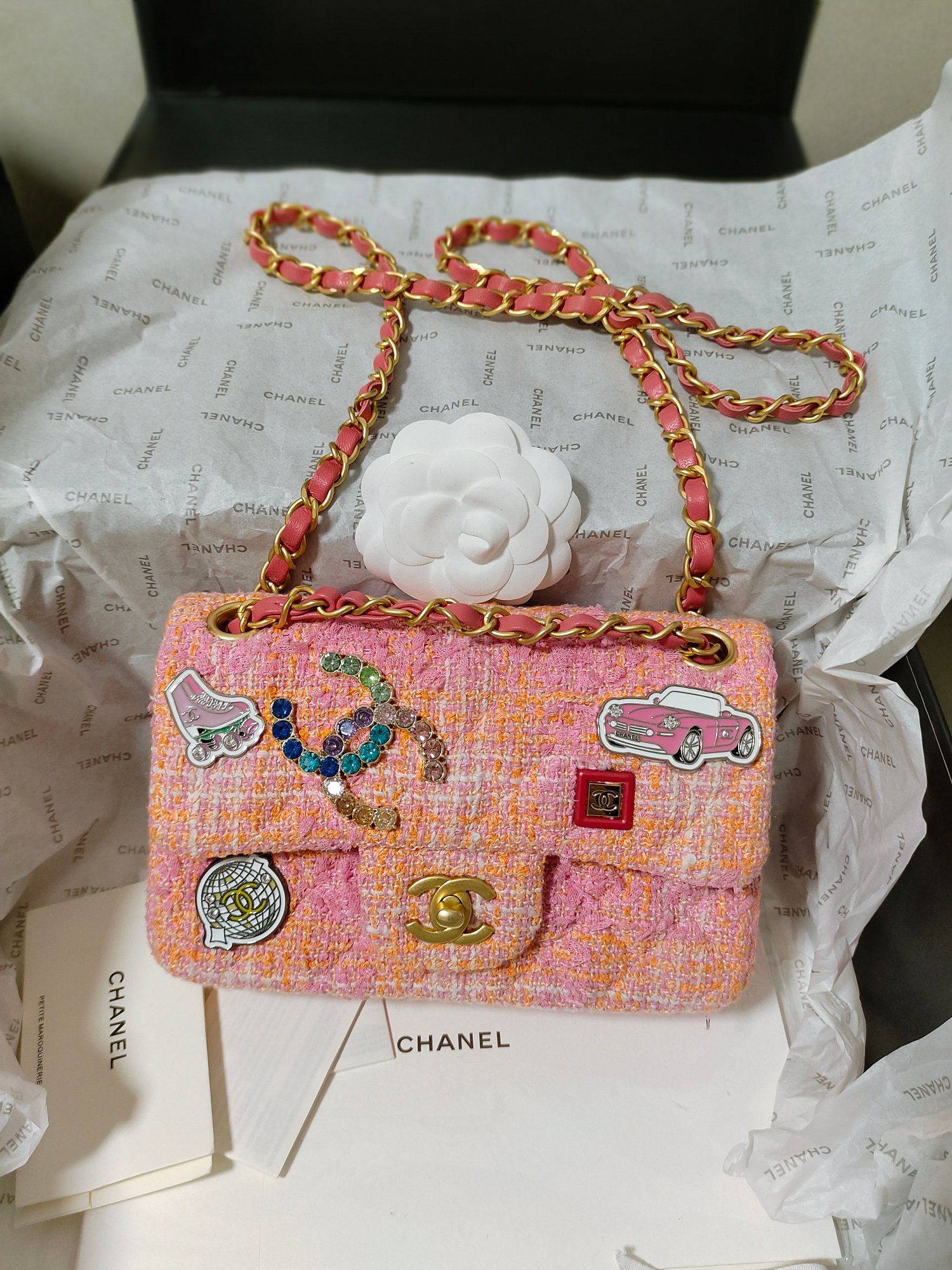 [TOP] CHANEL Chain Crossbody Bag - 20CM/23CM - GHW&Pink