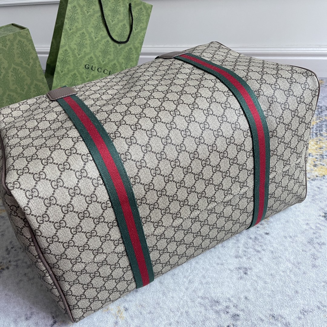[TOP] GUCCI Leather Duffle Bags 45.5X29X27CM - Brown