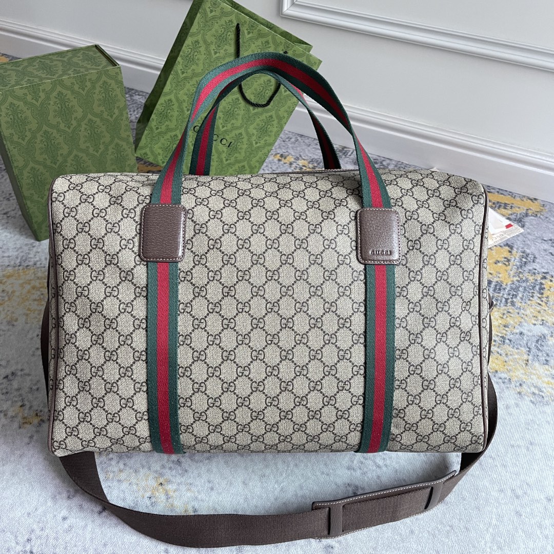 [TOP] GUCCI Leather Duffle Bags 45.5X29X27CM - Brown