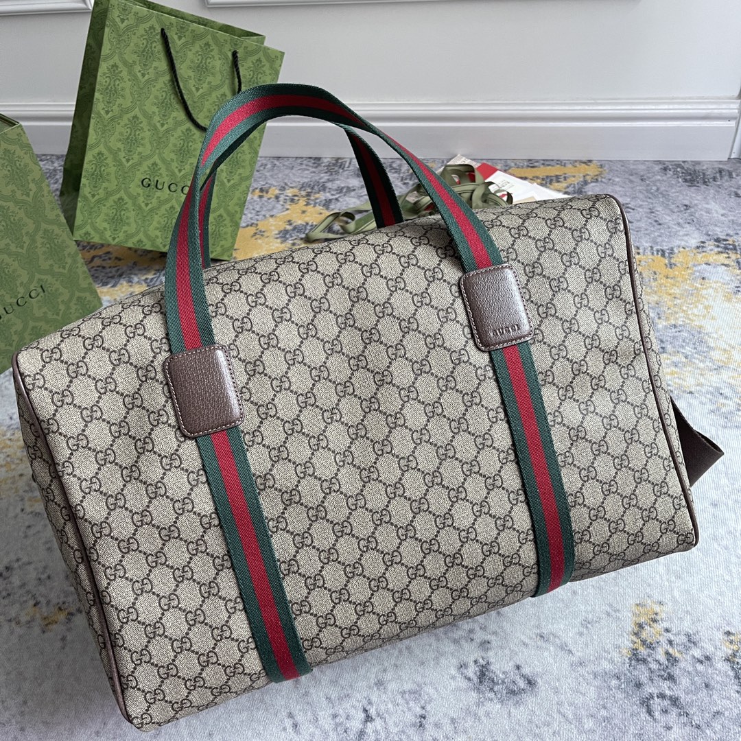 [TOP] GUCCI Leather Duffle Bags 45.5X29X27CM - Brown