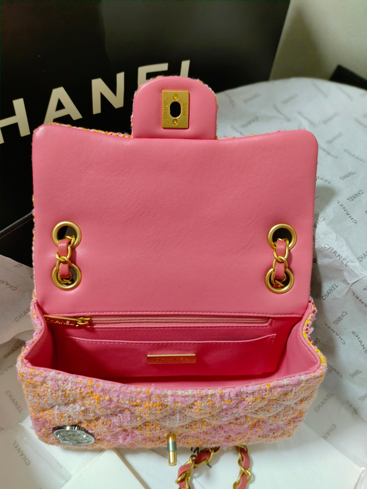 [TOP] CHANEL Chain Crossbody Bag - 20CM/23CM - GHW&Pink