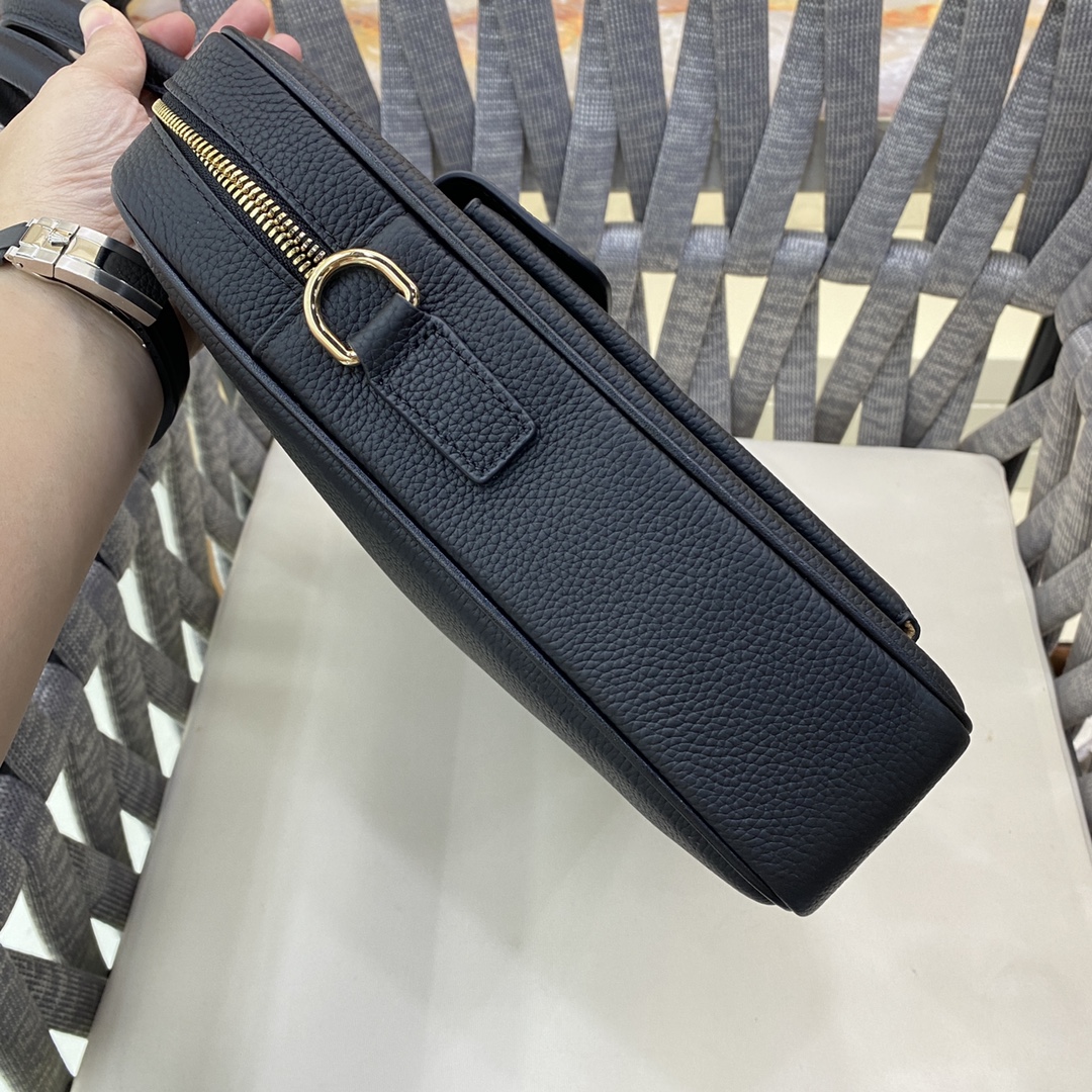 [TOP] GUCCI Imported Top Layer Cowhide Men's Briefcase 38×28×10cm - Black
