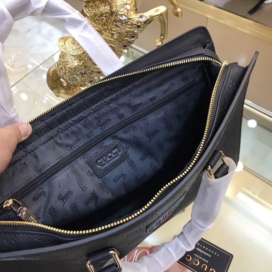 [TOP] GUCCI Imported Top Layer Cowhide Men's Briefcase 39×29×7cm - Black