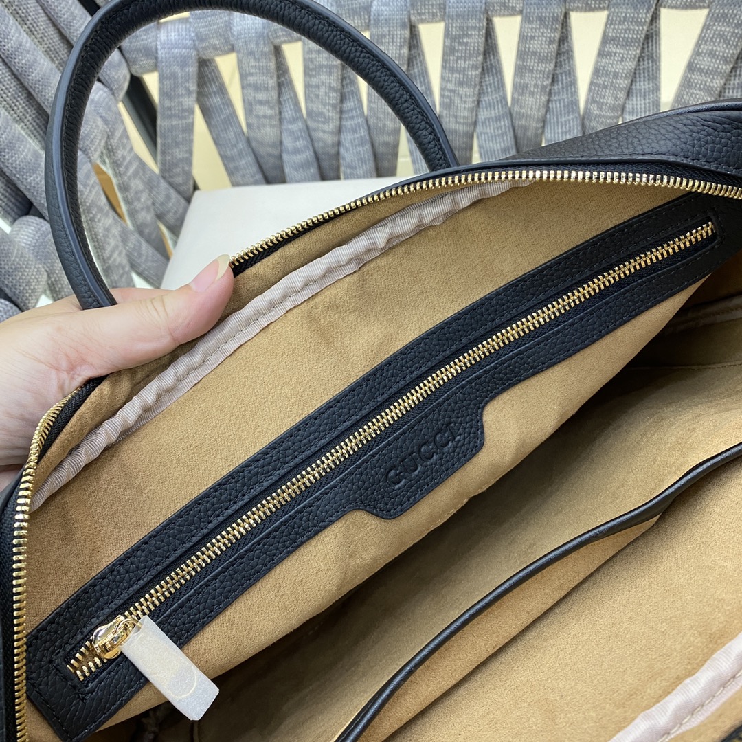 [TOP] GUCCI Imported Top Layer Cowhide Men's Briefcase 38×28×10cm - Black