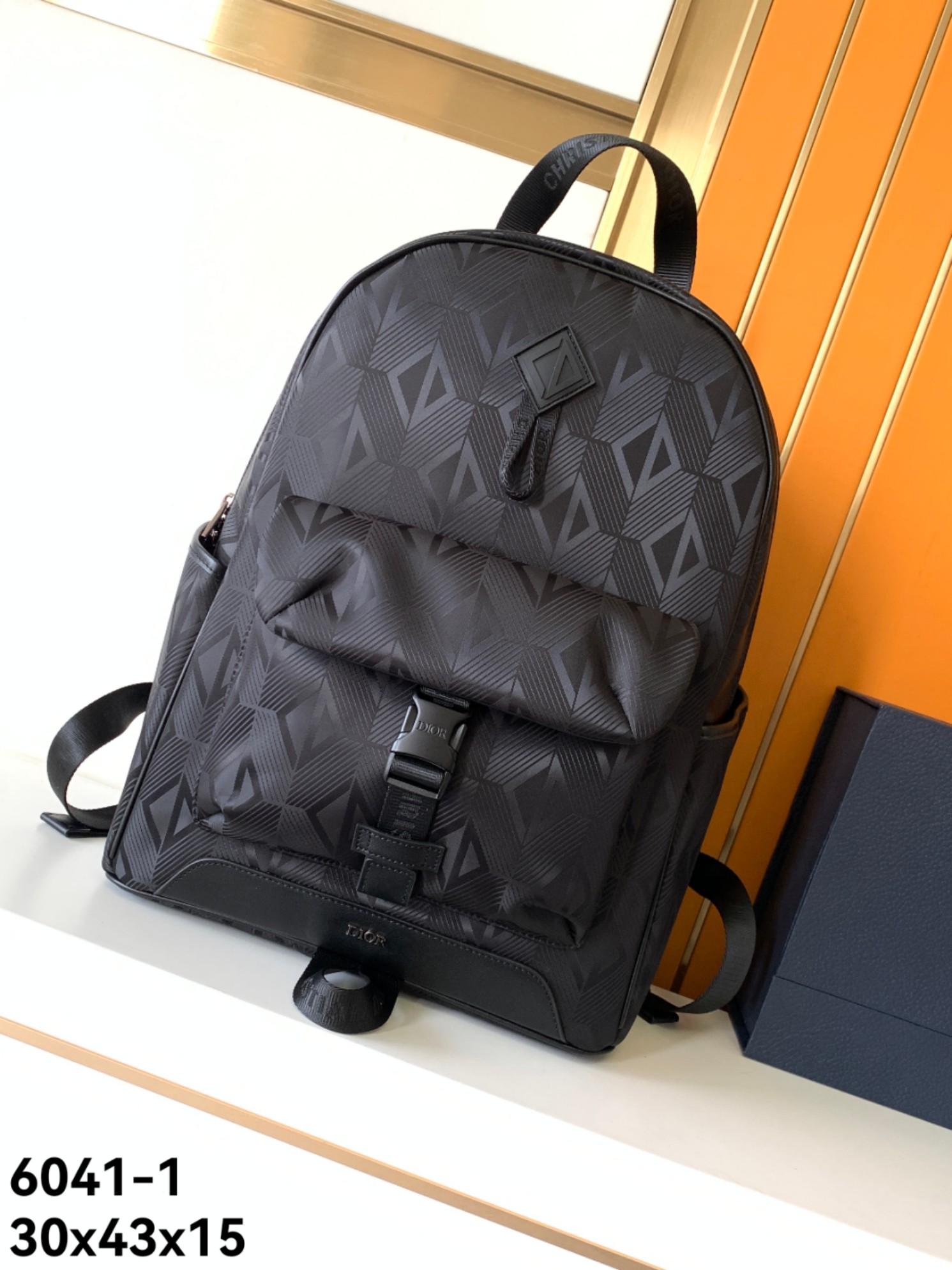 [TOP] Christian Dior Men's Oblique Printed And Cowhide Leather Bag 30×43x15cm - Black