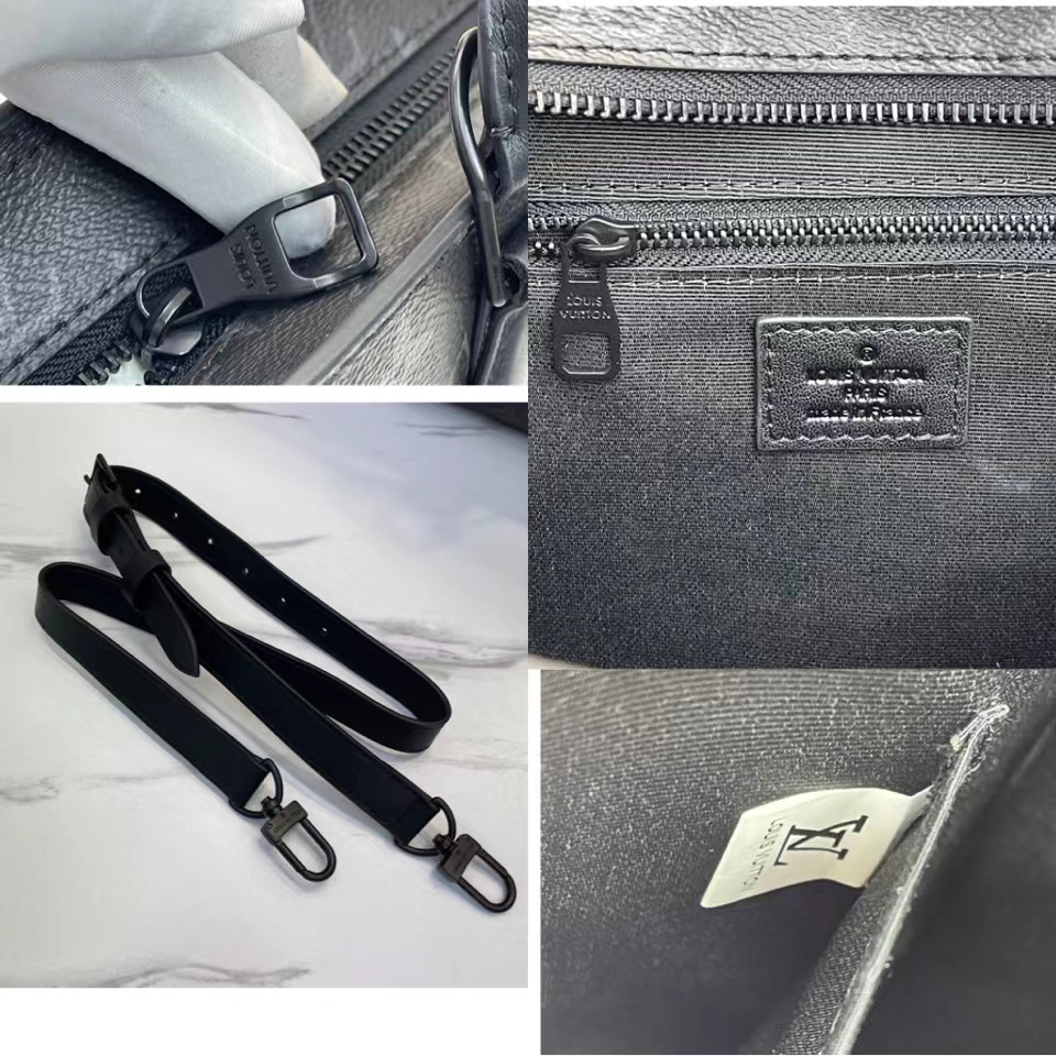 [TOP] Louis Vuitton LV Men's Full Head Cowhide Tote Bag - 38x9x29CM - Black