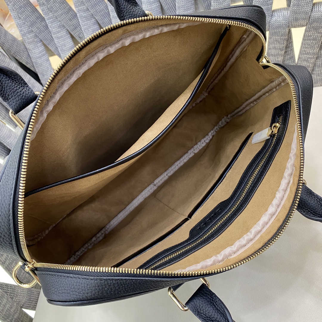 [TOP] GUCCI Imported Top Layer Cowhide Men's Briefcase 38×28×10cm - Black