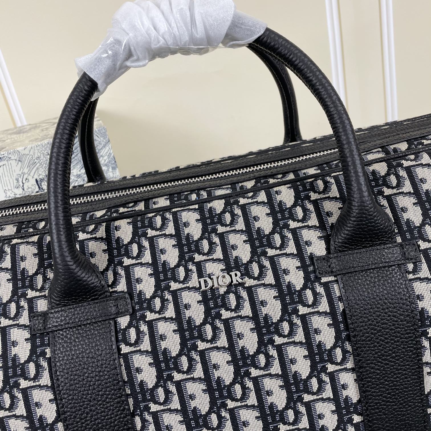 [TOP] Christian Dior Men's Waterproof Cloth With Top Layer Cowhide Travel Bags 45x26x22cm - Black