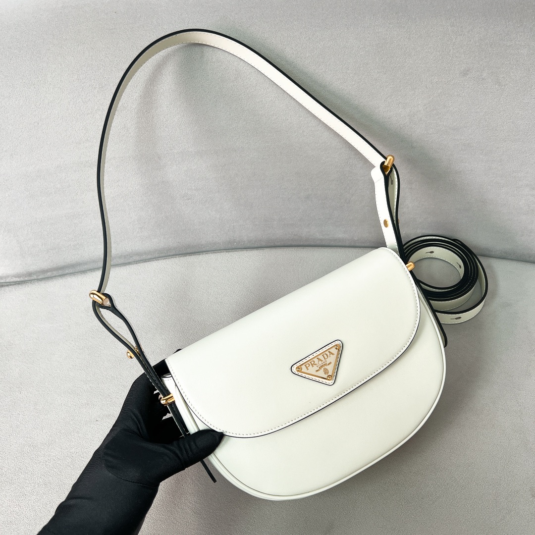 [TOP] PRADA Moon Bag Cow Leather with Lambskin Interior 22x17x5.5cm - 4 Color