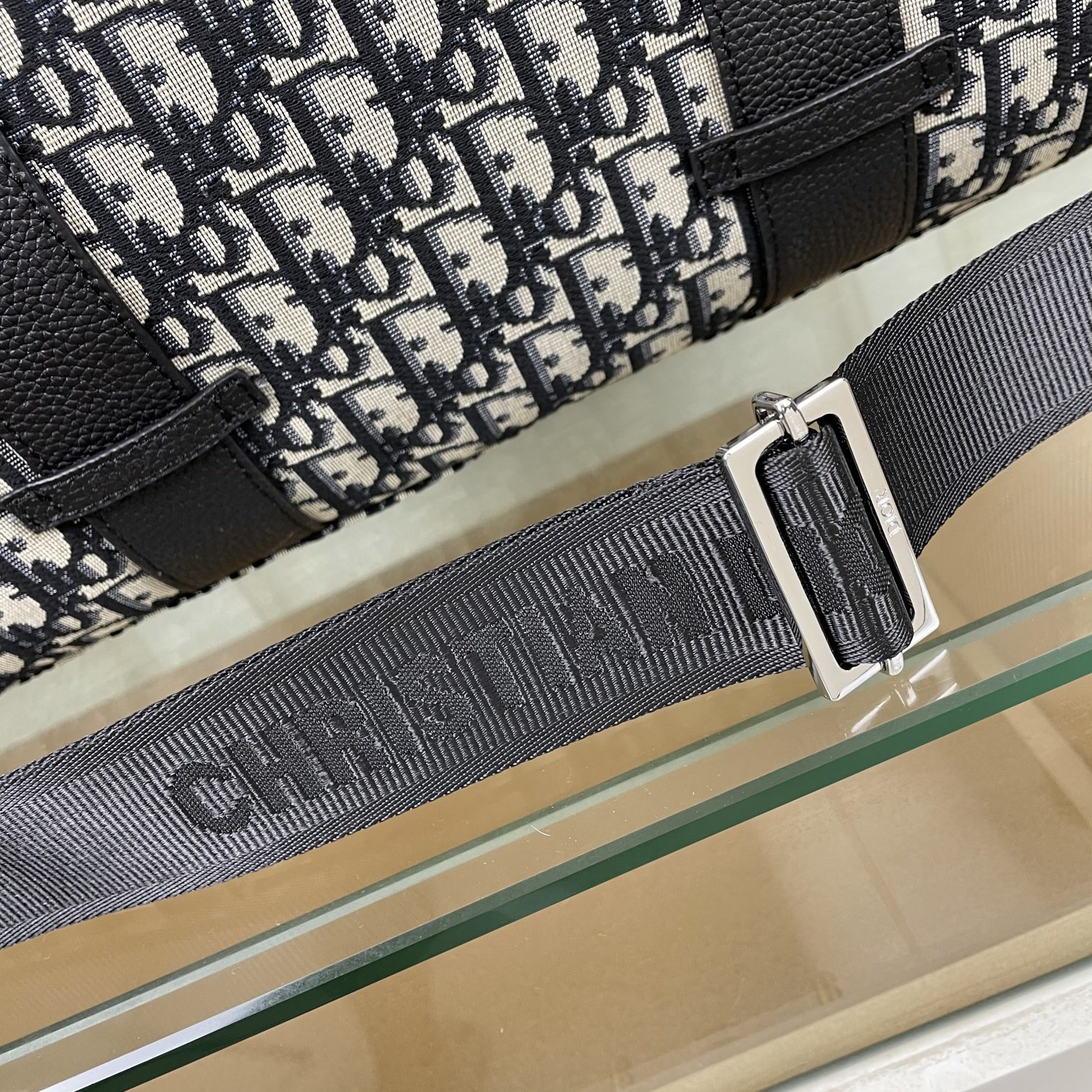 [TOP] Christian Dior Men's Waterproof Cloth With Top Layer Cowhide Travel Bags 45x26x22cm - Black