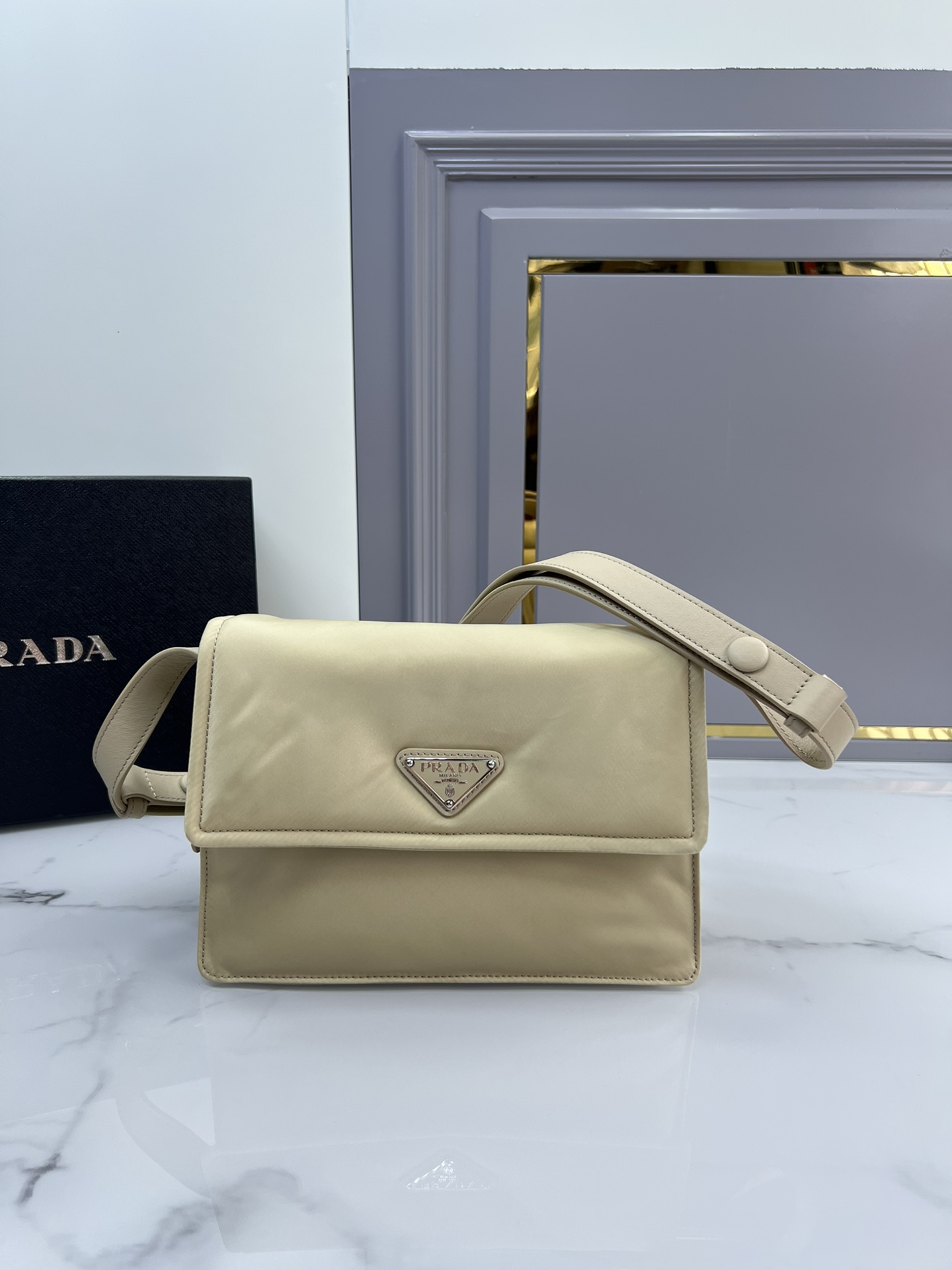 [Top] PRADA Messenger Bag Nylon 23x16x11cm/30x21.5x12cm - Desert Color